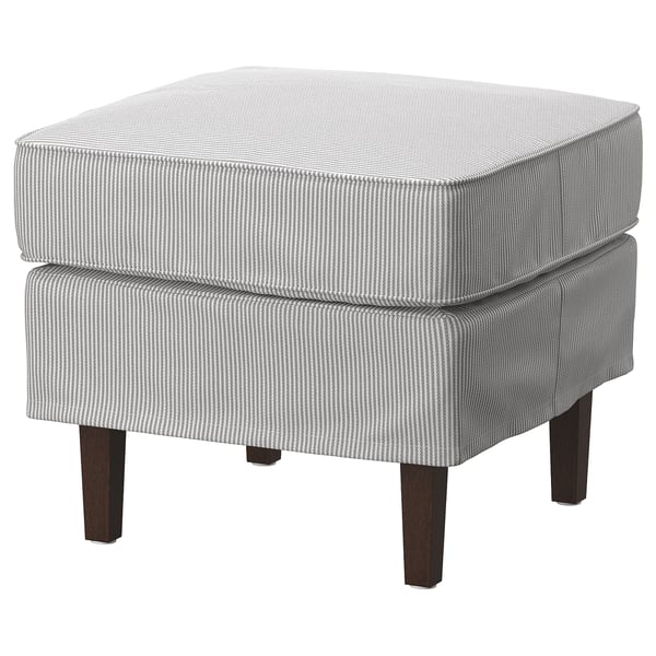 ROCKSJÖN - Armchair with footstool, Klovsta grey/white