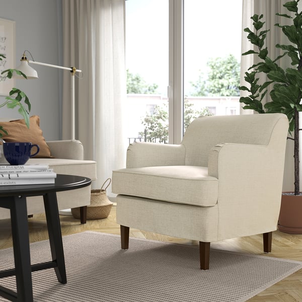 ROCKSJÖN armchair, Kilanda light beige, 76x80x78 cm