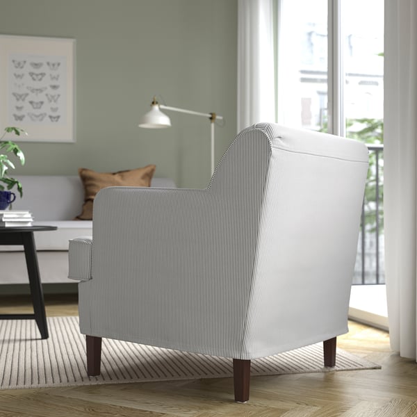 ROCKSJÖN armchair, Klovsta grey/white, 76x80x78 cm