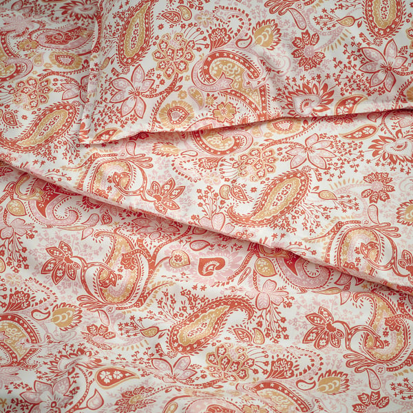RODGERSIA duvet cover and 2 pillowcases, pink/white, 240x220/50x80 cm