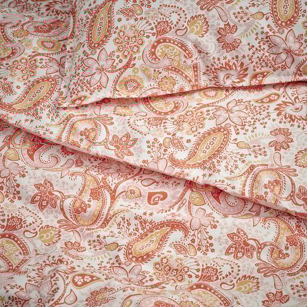 RODGERSIA duvet cover and 2 pillowcases, pink/white, 240x220/50x80 cm