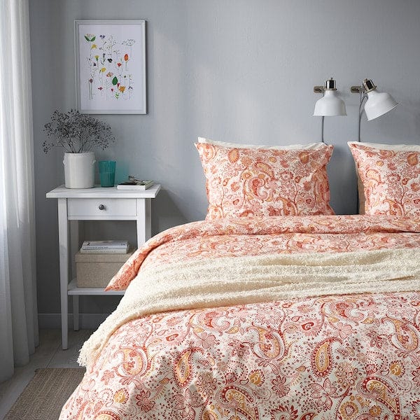 Ikea RODGERSIA - Duvet cover and 2 pillowcases, pink/white, 240x220/50x80 cm