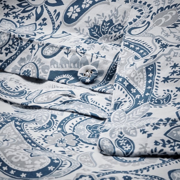 RODGERSIA duvet cover and pillowcase, blue/white, 150x200/50x80 cm