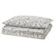RODGERSIA duvet cover and pillowcase, grey/white, 150x200/50x80 cm