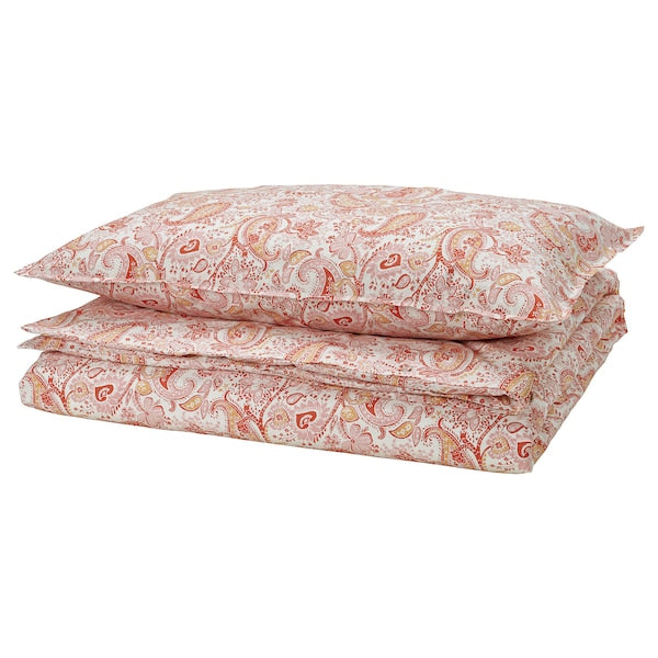 RODGERSIA - Duvet cover and pillowcase, pink/white, 150x200/50x80 cm