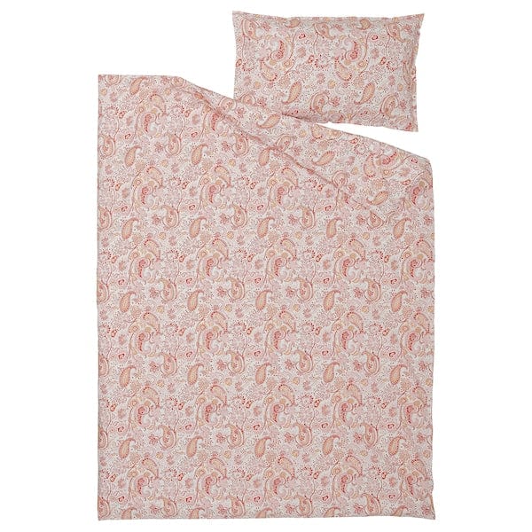Ikea RODGERSIA - Duvet cover and pillowcase, pink/white, 150x200/50x80 cm