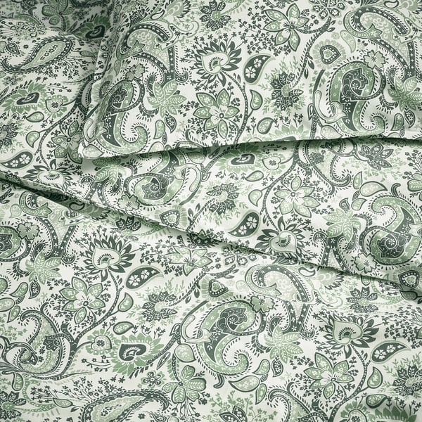 RODGERSIA duvet cover and pillowcase, green/white, 150x200/50x80 cm