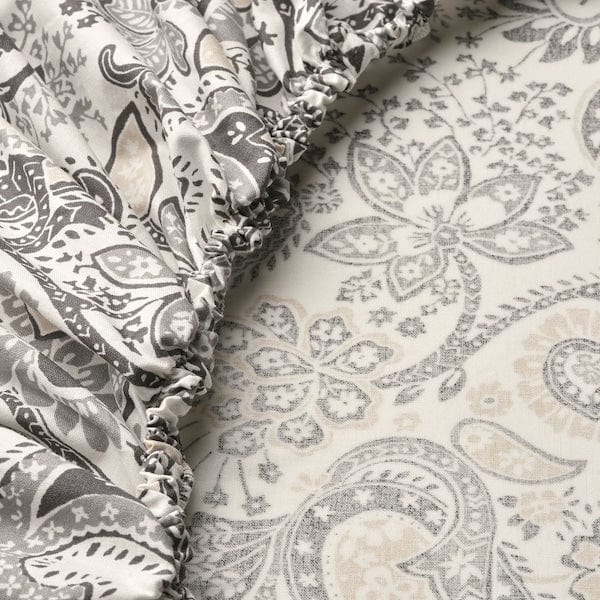Ikea RODGERSIA - Sheet with corners, grey/white,160x200 cm