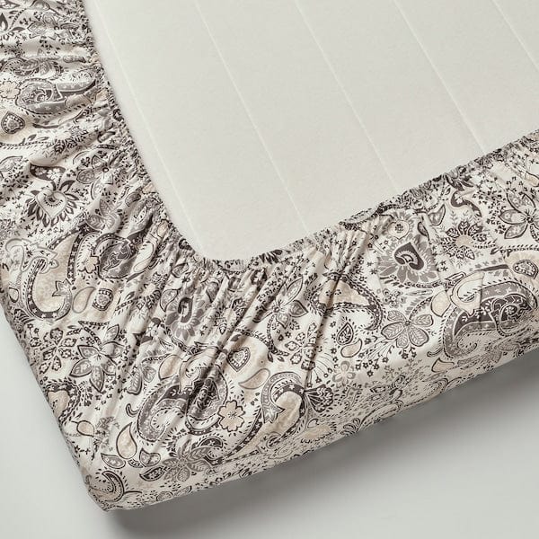 Ikea RODGERSIA - Sheet with corners, grey/white,160x200 cm