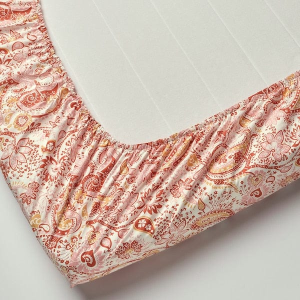 Ikea RODGERSIA - fitted sheet, pink/white,180x200 cm