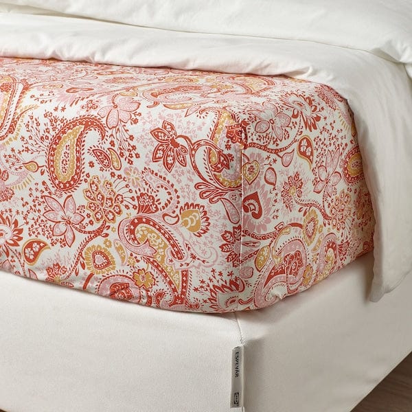 RODGERSIA - fitted sheet, pink/white,80x200 cm