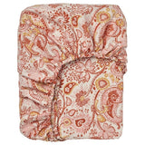 RODGERSIA fitted sheet, pink/white, 80x200 cm