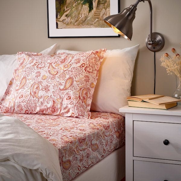 Ikea RODGERSIA - Sheet with corners, pink/white,160x200 cm