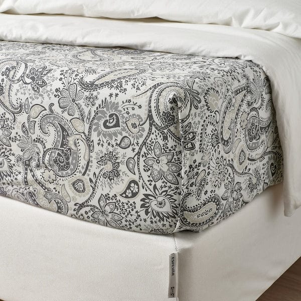 Ikea RODGERSIA - Flat sheet, grey/white, 240x260 cm