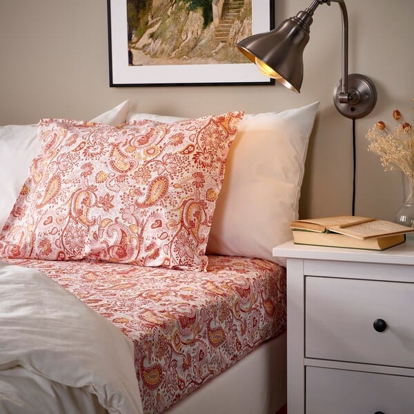 Ikea RODGERSIA - Flat sheet, pink/white, 150x260 cm