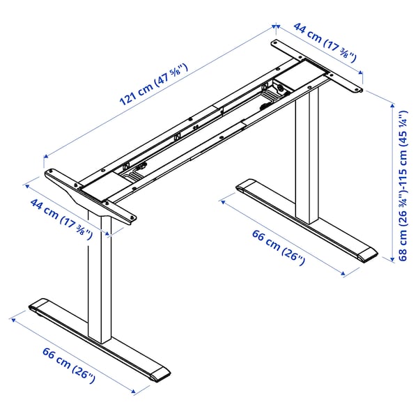 RODULF Adjustable base for table top - white 140x80 cm