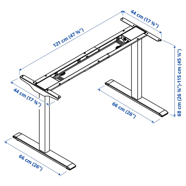 RODULF underframe sit/stand f table top, electric/white, 140x80 cm