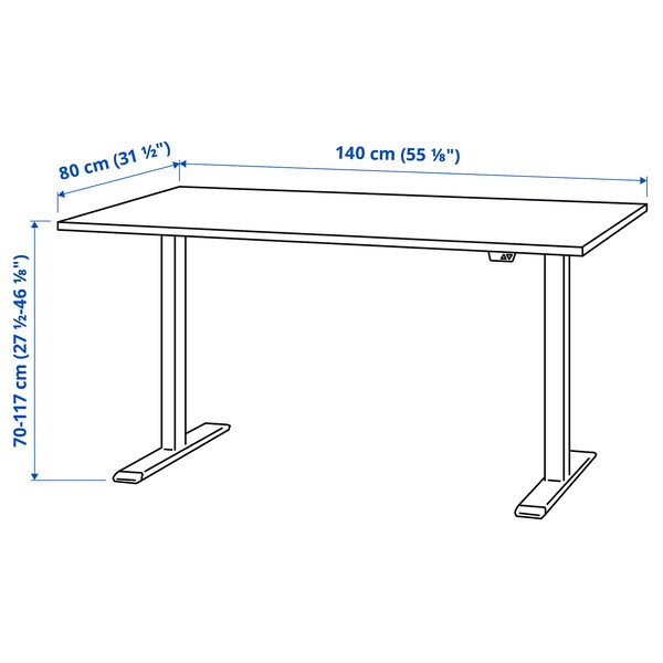 RODULF desk sit/stand, electric/white, 140x80 cm