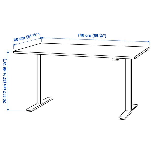 RODULF desk sit/stand, electric/white, 140x80 cm