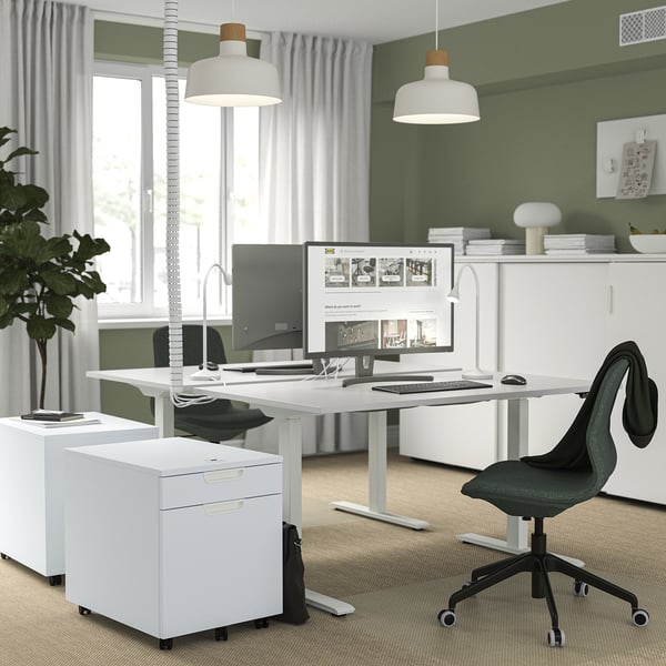 RODULF - Height adjustable desk, electric/white,140x80 cm