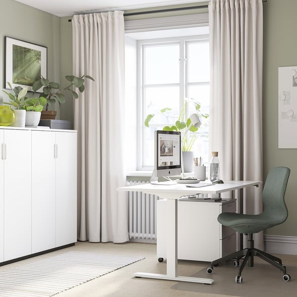 RODULF desk sit/stand, electric/white, 140x80 cm