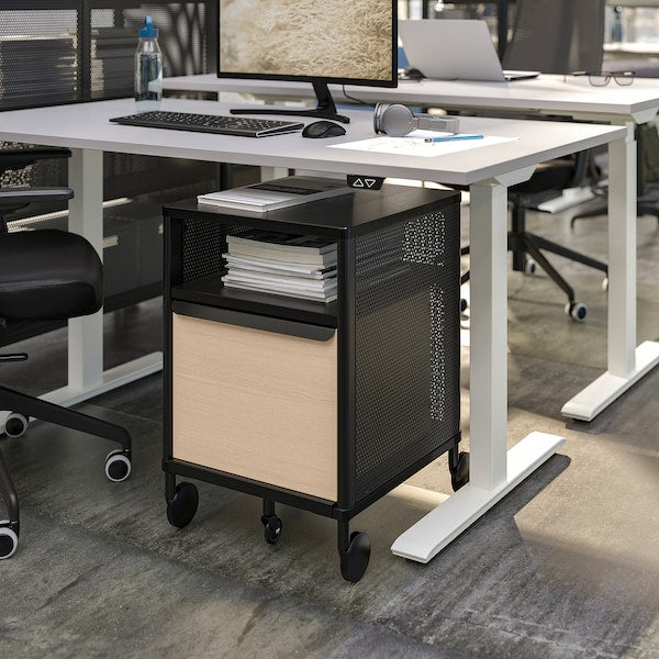 RODULF Height adjustable desk - grey/white 140x80 cm