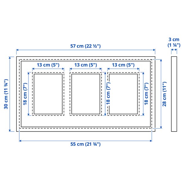 RÖDALM - Frame for 3 pictures, white, 55x28 cm