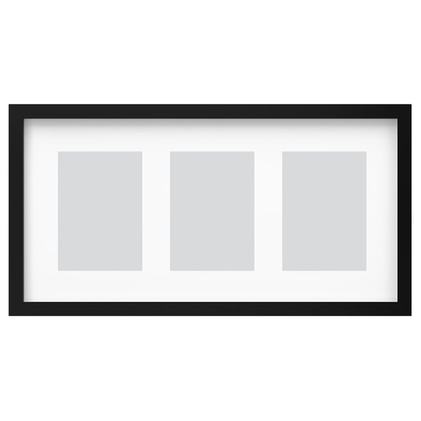 RÖDALM - RÖDALM Frame for 3 pictures, black, 55x28 cm