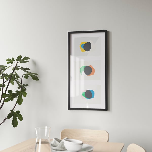RÖDALM - RÖDALM Frame for 3 pictures, black, 81x40 cm