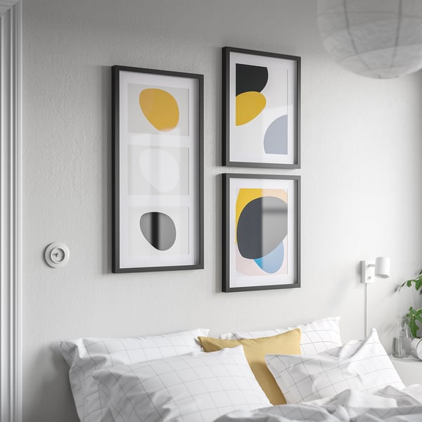 RÖDALM - RÖDALM Frame for 3 pictures, black, 81x40 cm