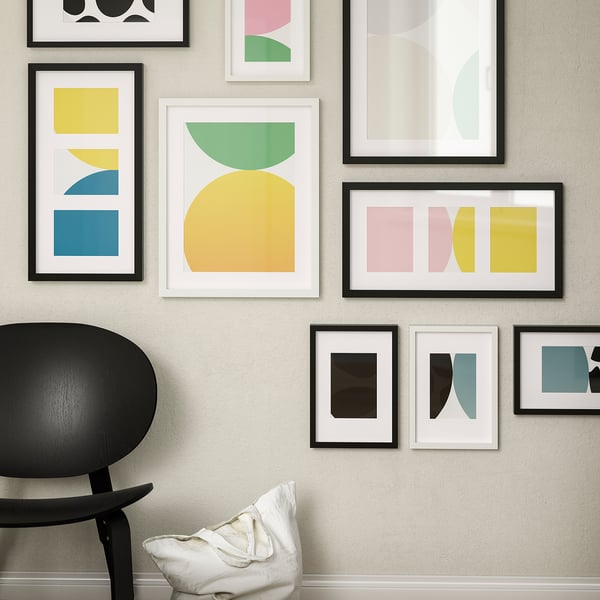 RÖDALM - RÖDALM Frame for 3 pictures, black, 55x28 cm