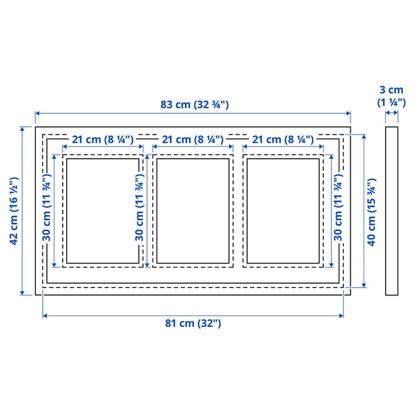 RÖDALM frame for 3 pictures, black, 81x40 cm
