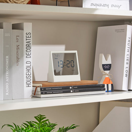 RÖDBENA alarm clock with hygro-/thermometer, 10x11x5 cm