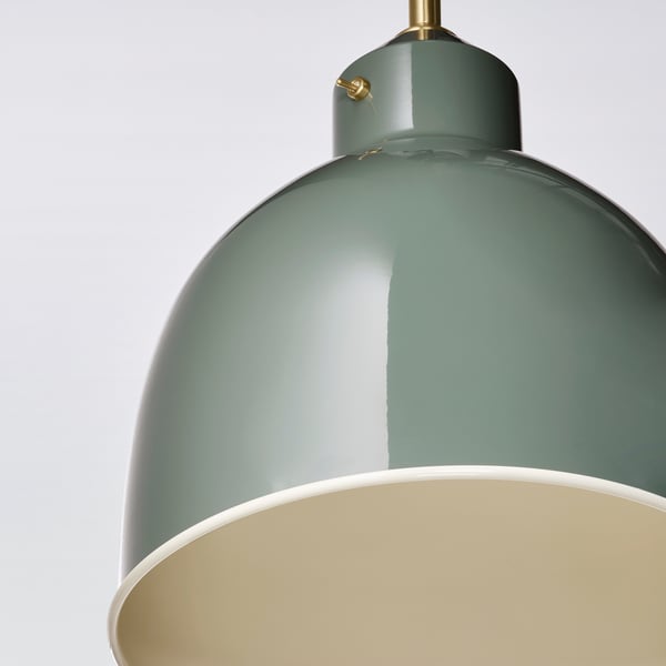 RÖDFLIK pendant lamp, grey-green, 28 cm