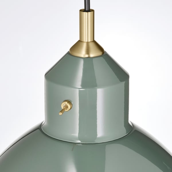 RÖDFLIK pendant lamp, grey-green, 28 cm