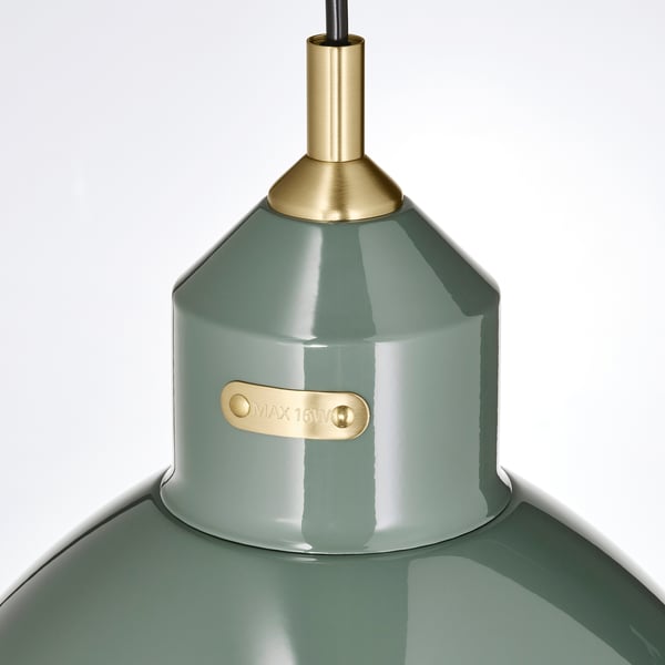 RÖDFLIK pendant lamp, grey-green, 28 cm