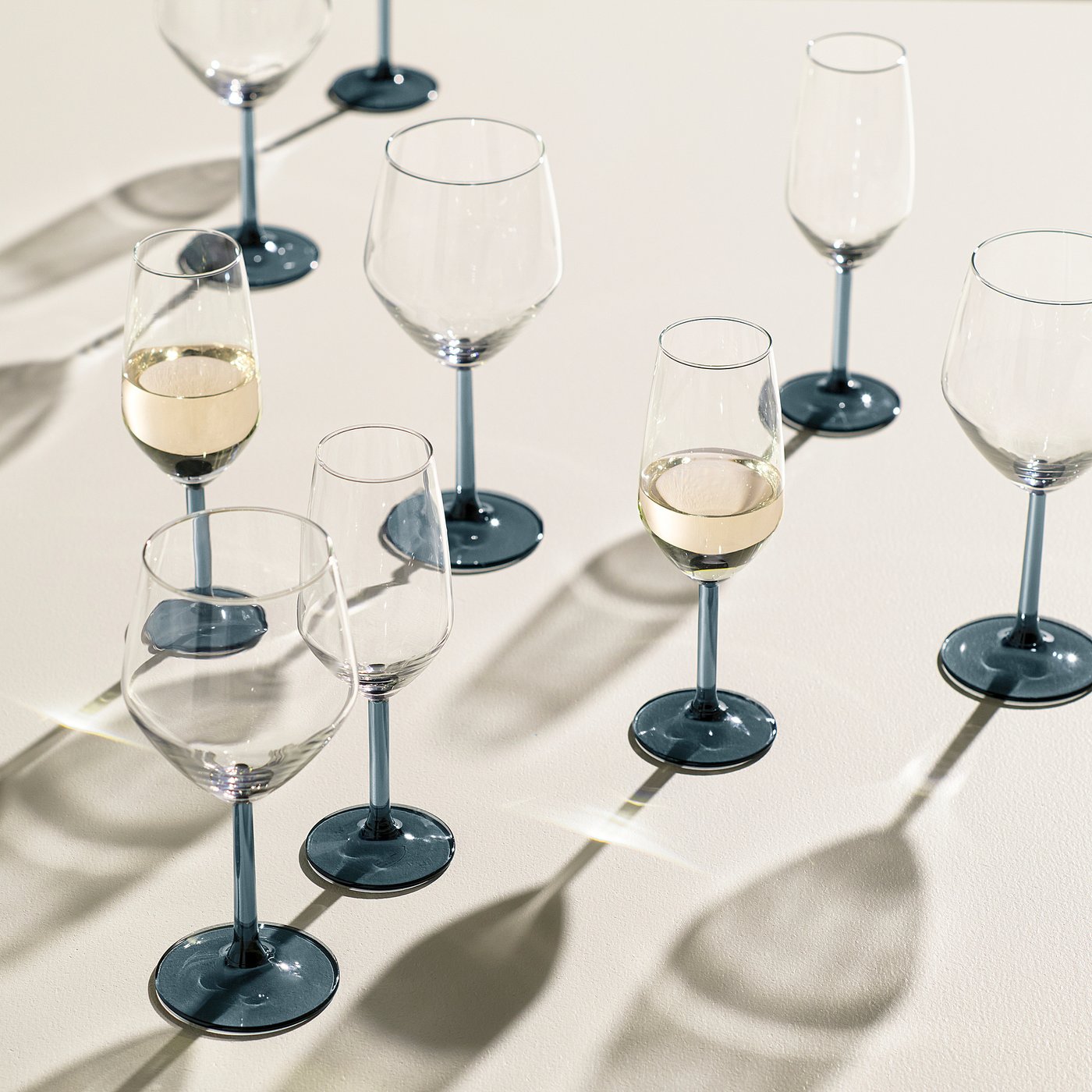 RÖDRÄKA wine glass, blue-grey/clear glass, 50 cl
