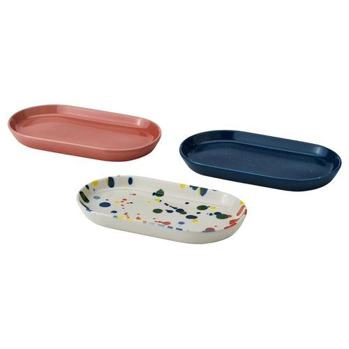 RÖDSNULTRA serving plate, mixed patterns, 20x11 cm, 3 pack