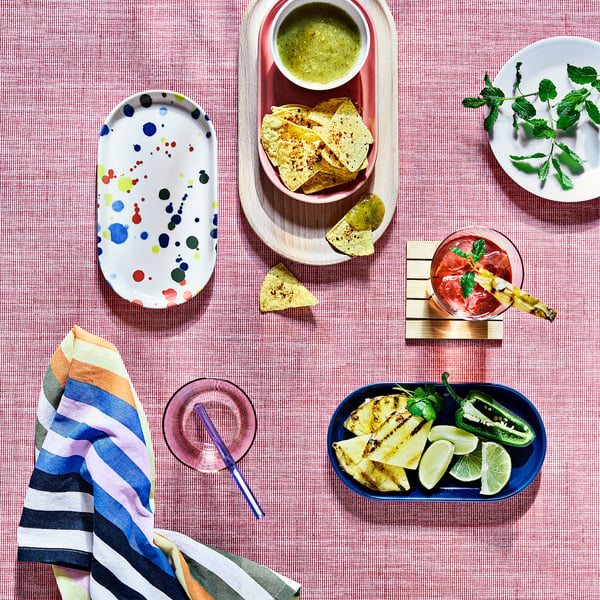 RÖDSNULTRA serving plate, mixed patterns, 20x11 cm, 3 pack