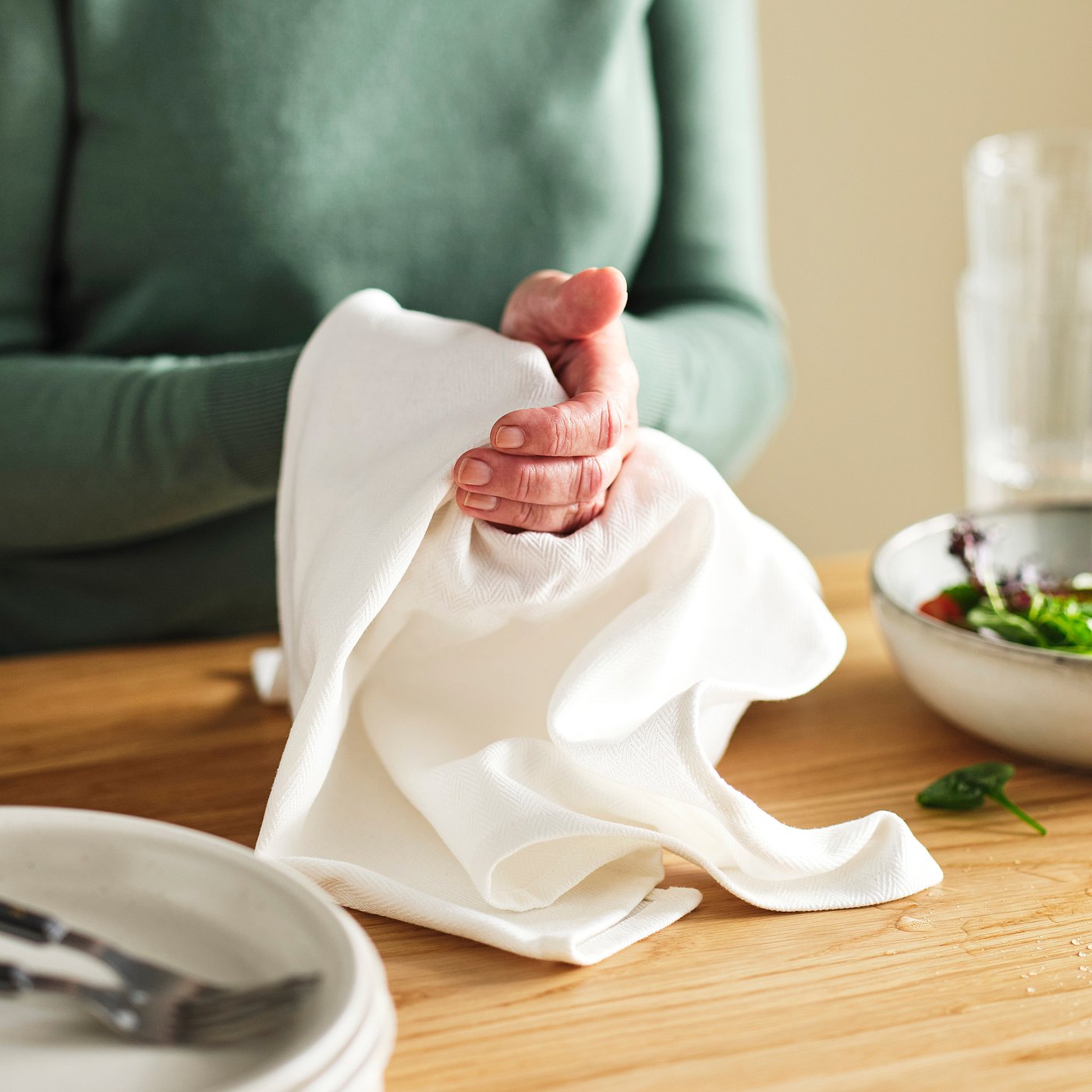 RÖDSPÄTTA tea towel, white, 45x60 cm, 10 pack