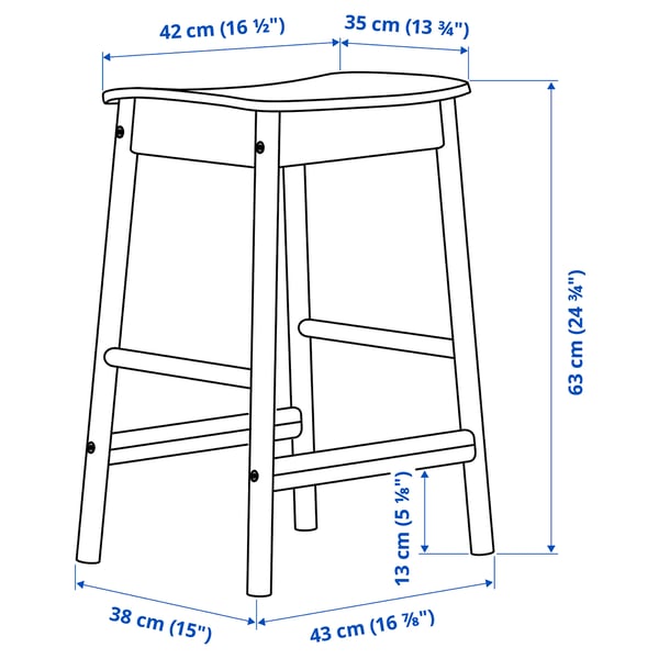 RÖNNINGE bar stool, counter height/birch, 63 cm