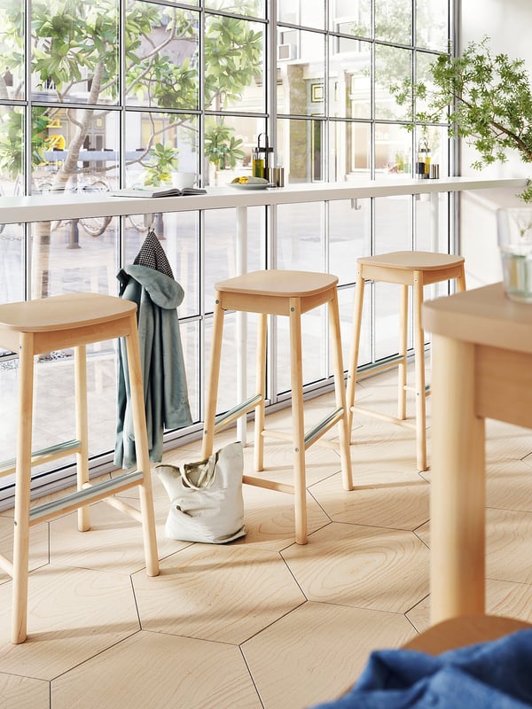 RÖNNINGE - Bar stool, birch, 75 cm