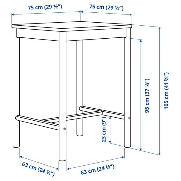RÖNNINGE bar table, birch, 75x75 cm