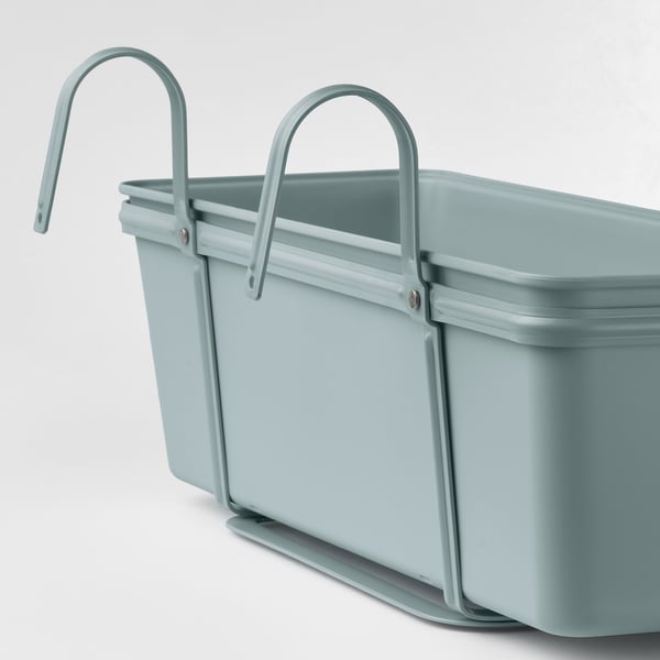 ROSENKÅL - ROSENKÅL Flower box with holder, outdoor turquoise, 48x18 cm