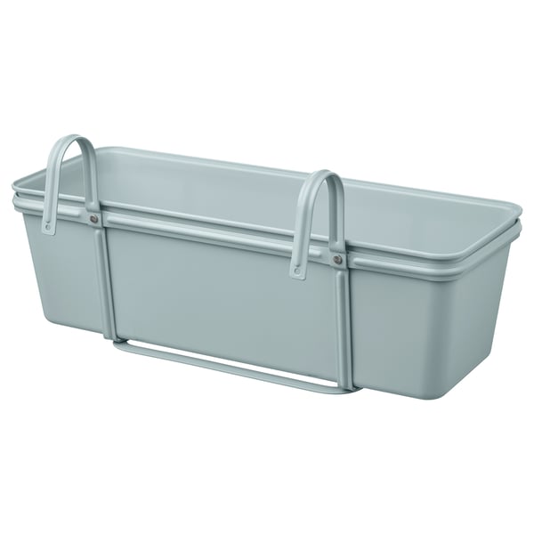 ROSENKÅL - ROSENKÅL Flower box with holder, outdoor turquoise, 48x18 cm