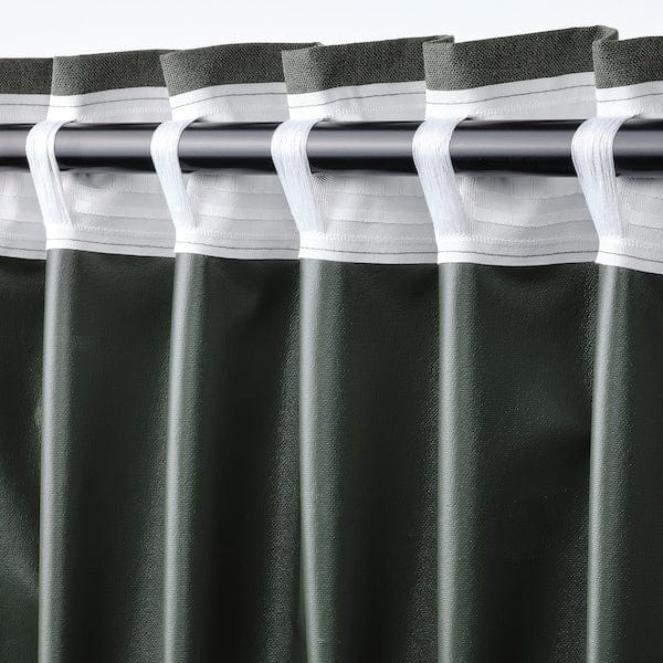 Ikea ROSENMANDEL - Blackout curtain, 2 sheets, dark green, 135x300 cm