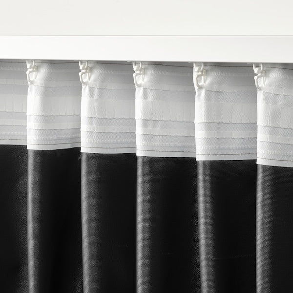 ROSENMANDEL block-out curtains, 1 pair, grey/with heading tape, 135x300 cm