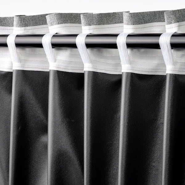 ROSENMANDEL block-out curtains, 1 pair, grey/with heading tape, 135x300 cm