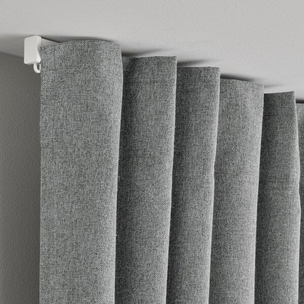 ROSENMANDEL block-out curtains, 1 pair, grey/with heading tape, 135x300 cm