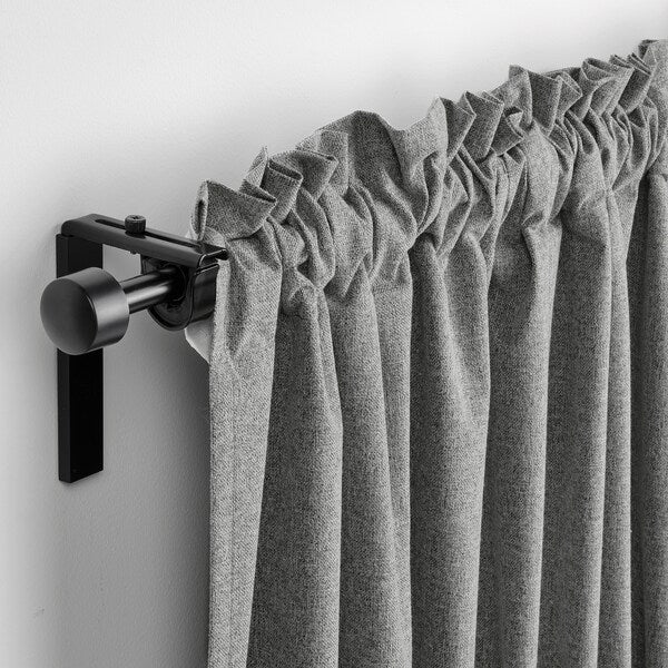ROSENMANDEL block-out curtains, 1 pair, grey/with heading tape, 135x300 cm